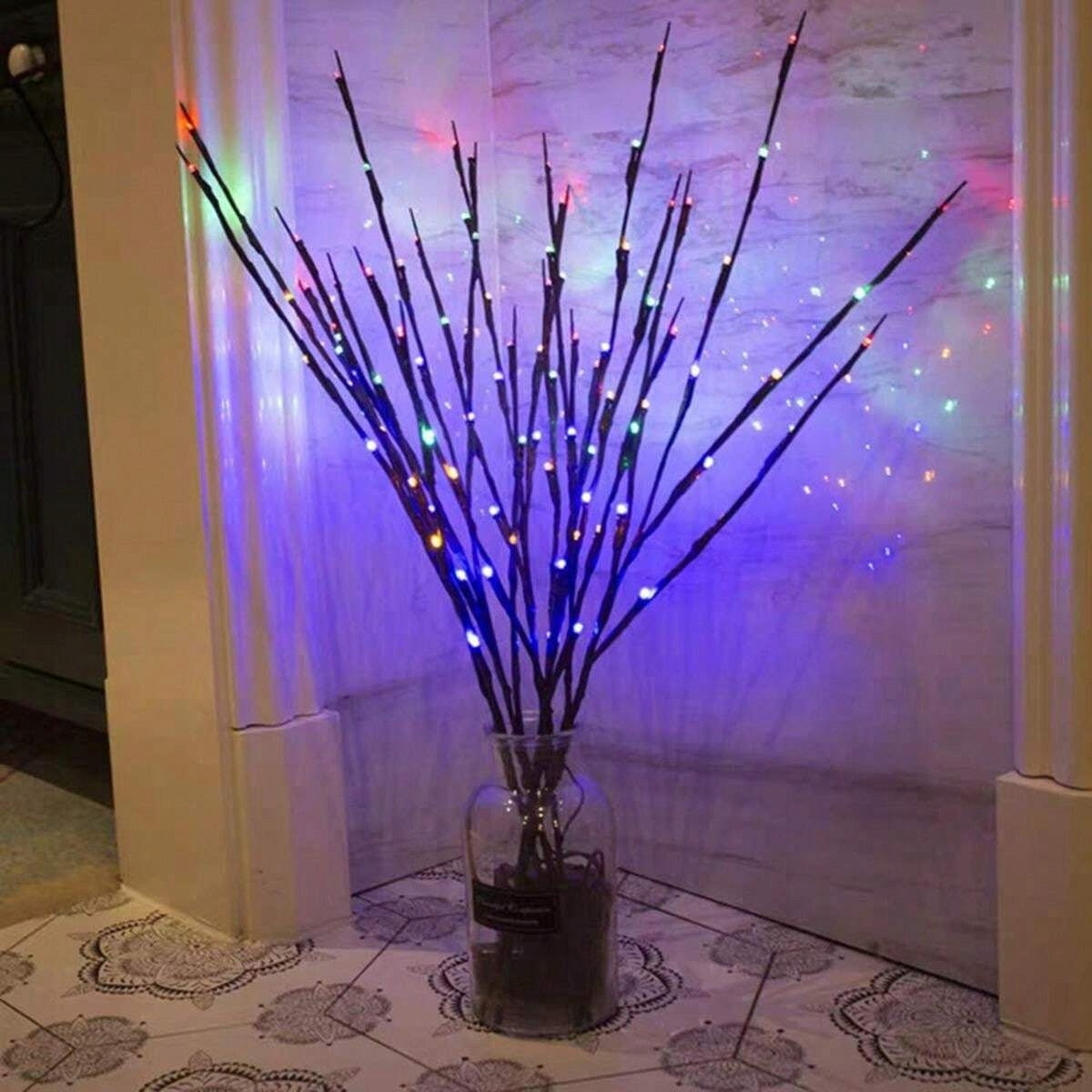Gałązka 20 LAMPEK LED Baterie Do Wazonu WIELOKOLOROWE Gałązki Święta 70 cm