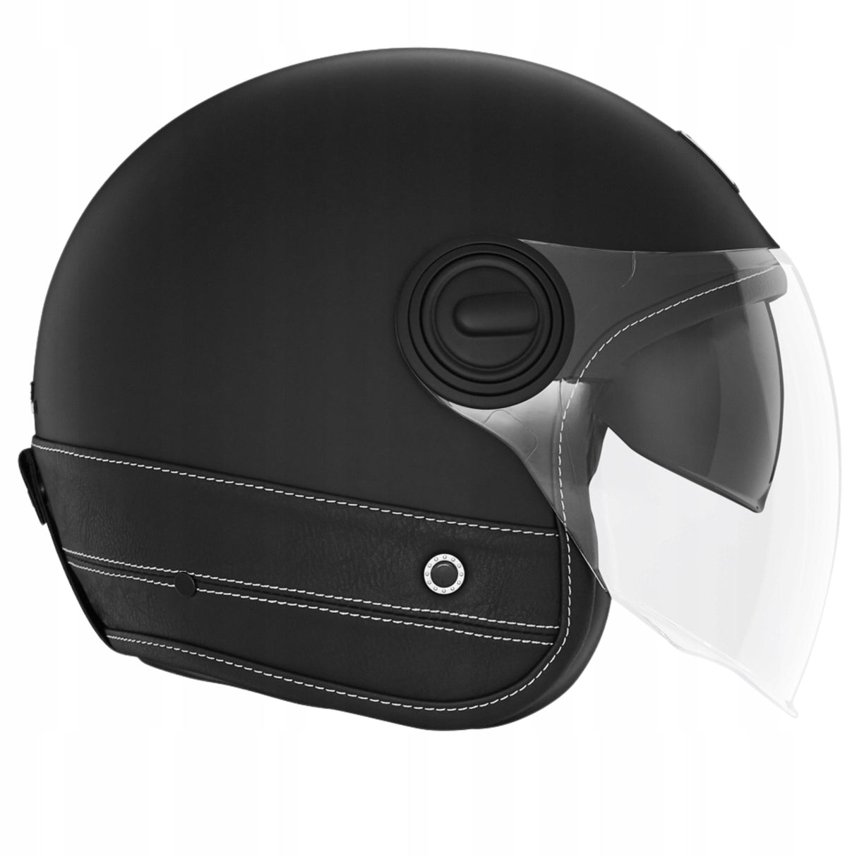Kask Motocyklowy Elegancki Premium Czarna Skóra Nox Czarny M