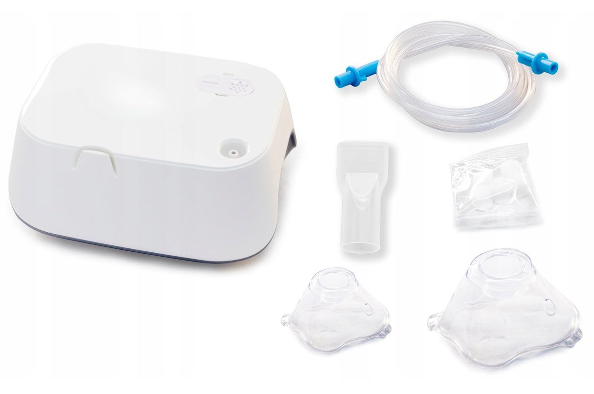 Inhalator Nebulizator Tłokowy Etui dla Dzieci Dorosłych + Zestaw Soli Fizjo