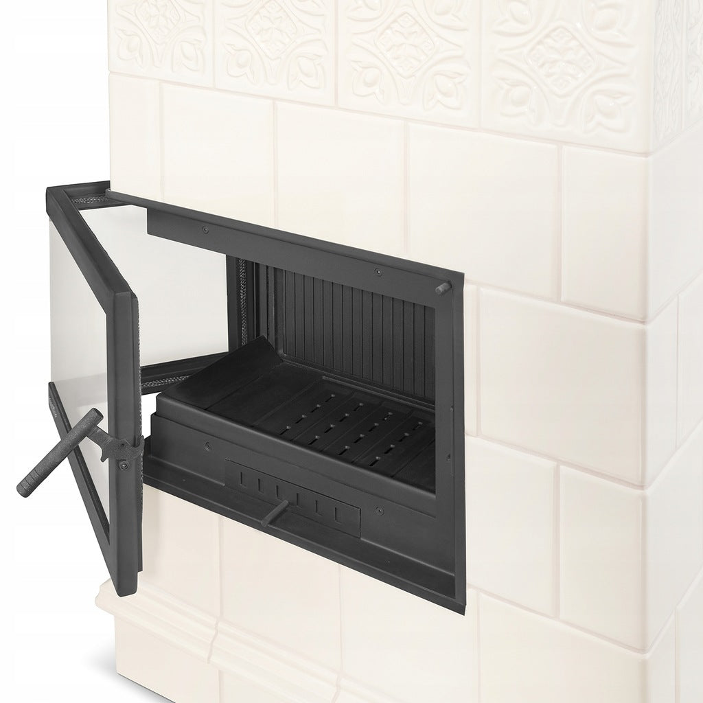 Piec Kominek Koza Ceramiczny Kaflowy Narożny 14kW Beżowy Obudowa Kominkowa
