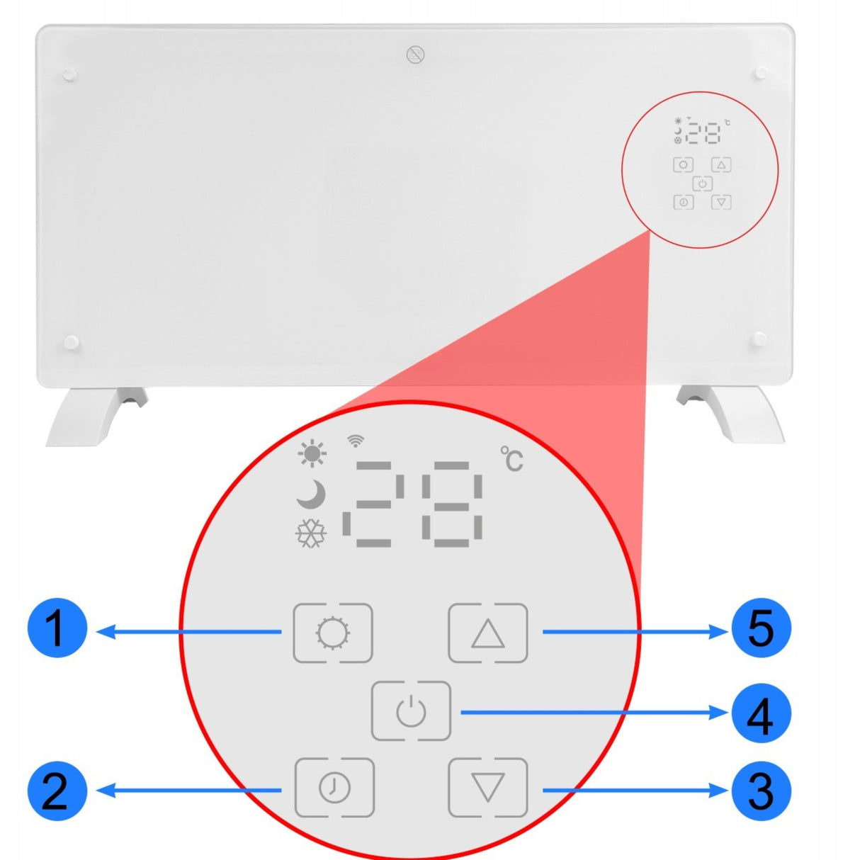 Grzejnik Konwektorowy Elektryczny Szklany Termostat Konwektor Led WiFi Eco