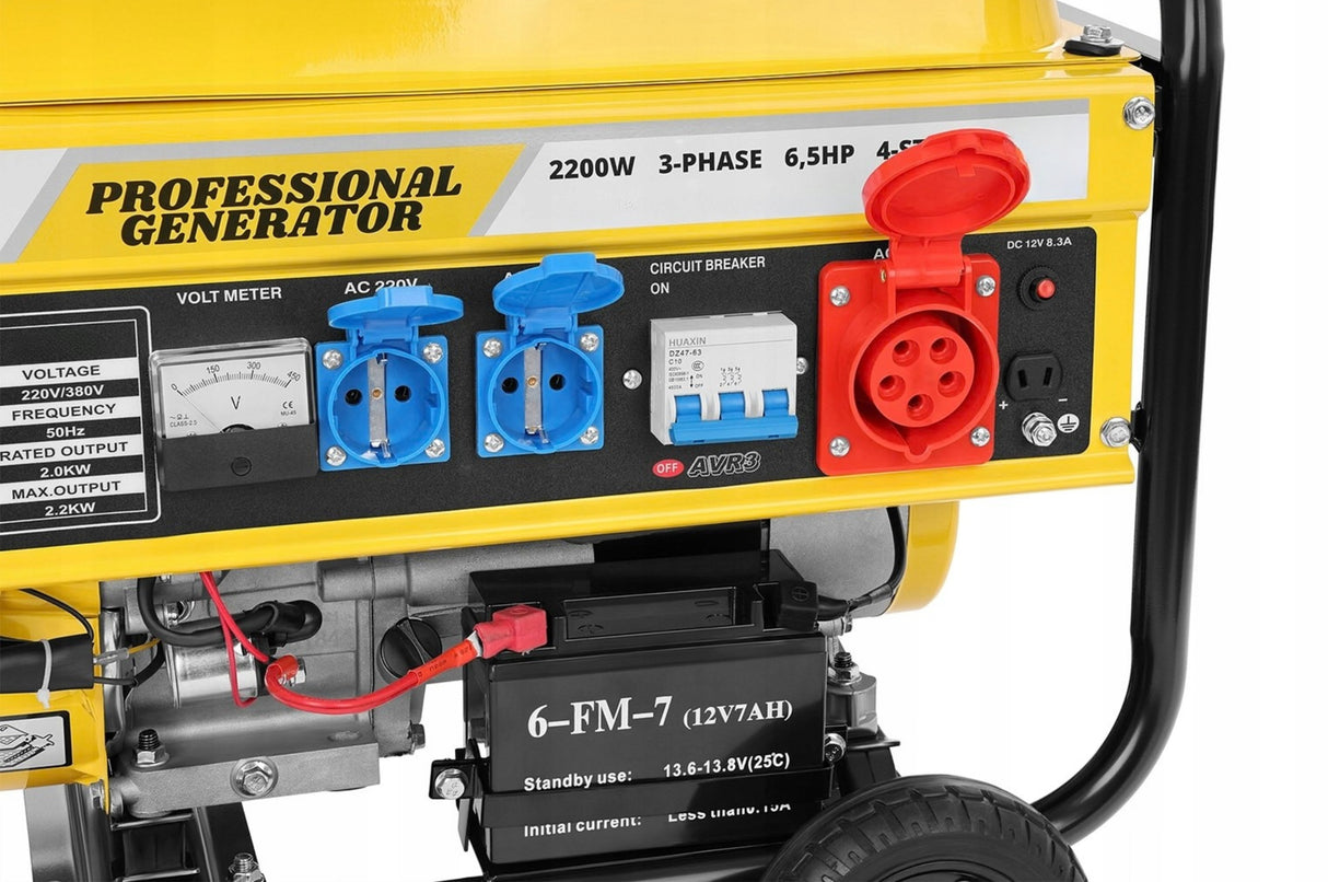 Agregat Generator Prądu Trójfazowy Benzyna Przenośny 2200W 230V AVR