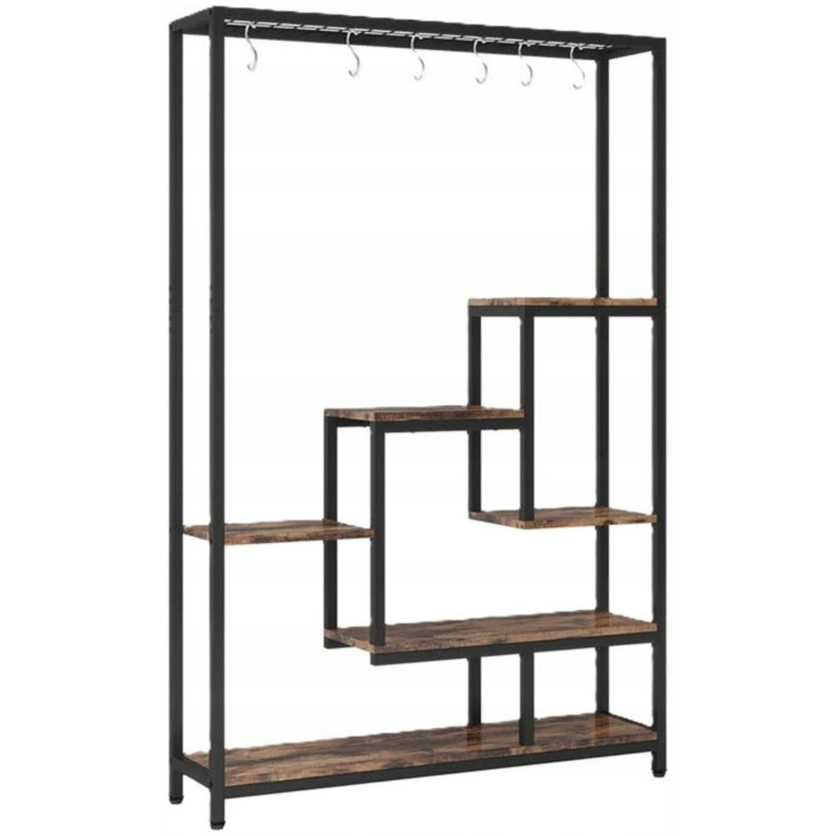 Stojak na Rośliny HOGA-JW0484X 100×30×180 cm Czarno Brązowy Pięciopiętrowy