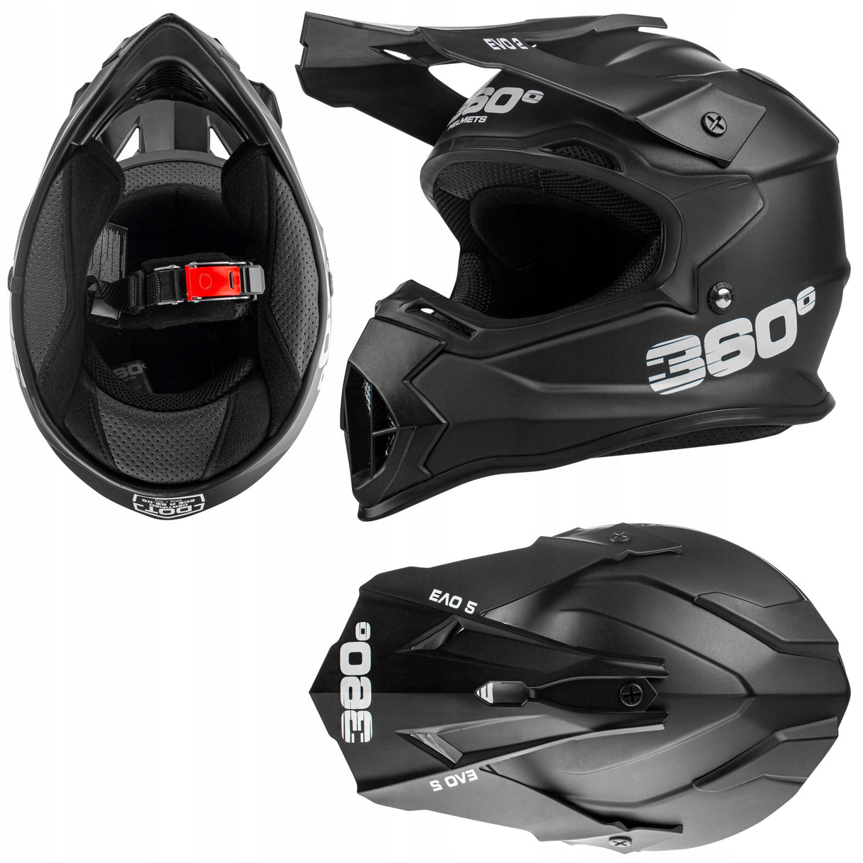 Motocyklowy Kask XXS Cross Enduro ECE Daszek Wentylacja Na Quad MTB Czarny