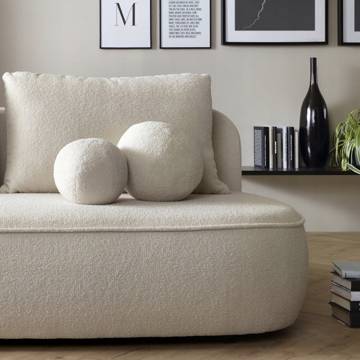 Sofa Zaokrąglony Kształt z Funkcją Spania i Pojemnikiem Jasnobeżowa 212x100