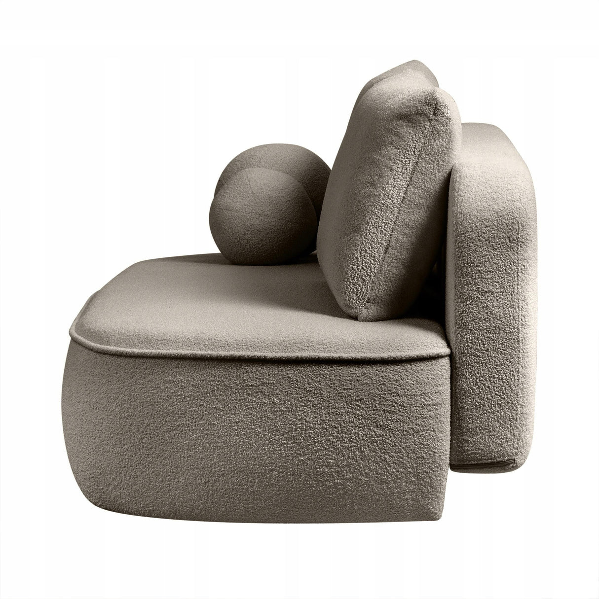 Sofa Zaokrąglony Kształt z Funkcją Spania Pojemnikiem Brązowoszara 212x100