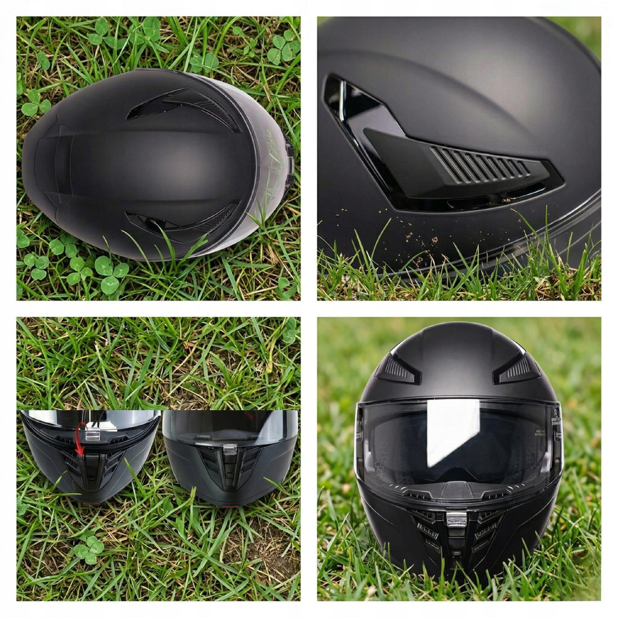 Kask Szczękowy Motocyklowy pod Interkom Blenda Czarny Mat 57-58cm Rozmiar M