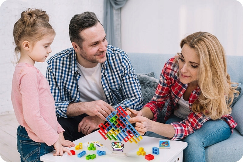 Gra Zręcznościowa Balansująca Układanka Tetris Duży Zestaw Wieża Ruchoma