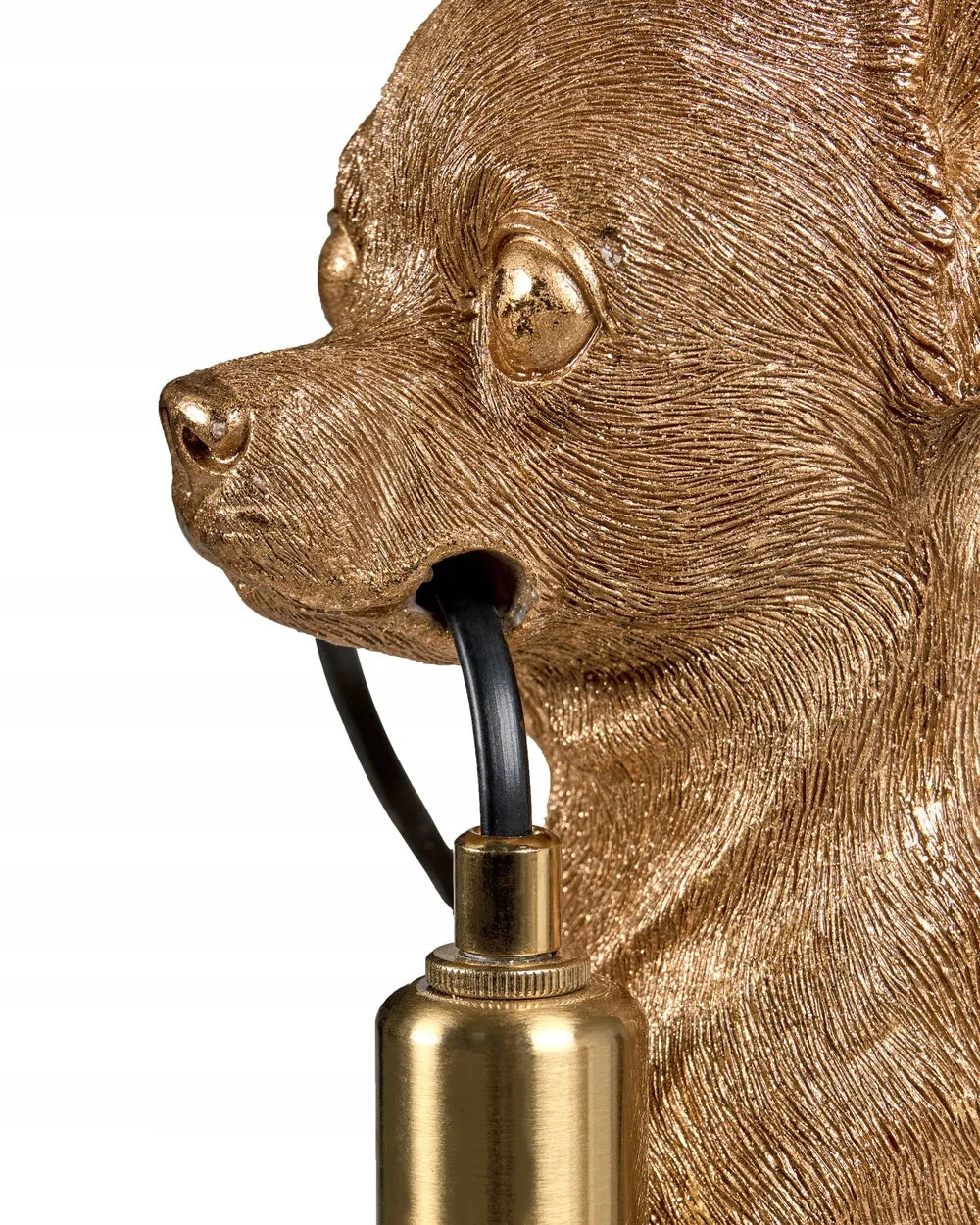 Lampa Złoty Pies Stołowa Funkcjonalna Lampka Elegancka Chihuahua Złota 32cm