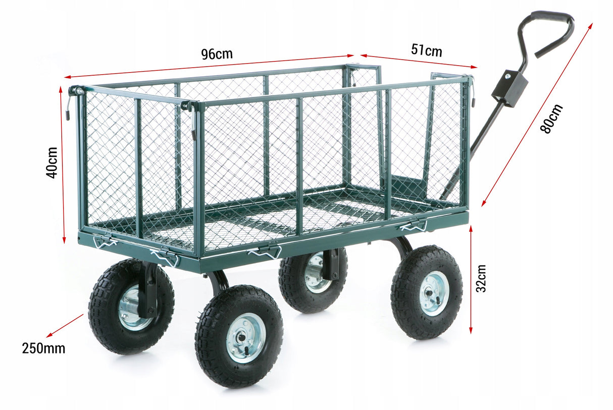 Wózek Transportowy Rozkładany Ogrodowy Taczka Przyczepka Burty 450 kg 250L