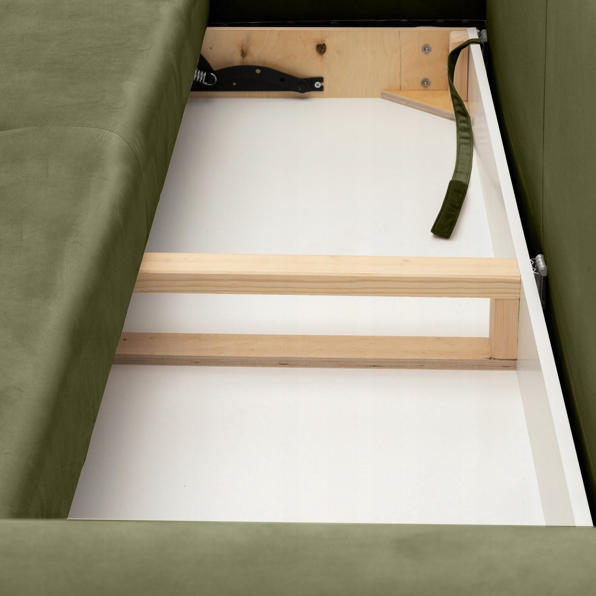 Sofa Rozkładana z Pojemnikiem na Pościel Welurowa Zielona 244x102 cm