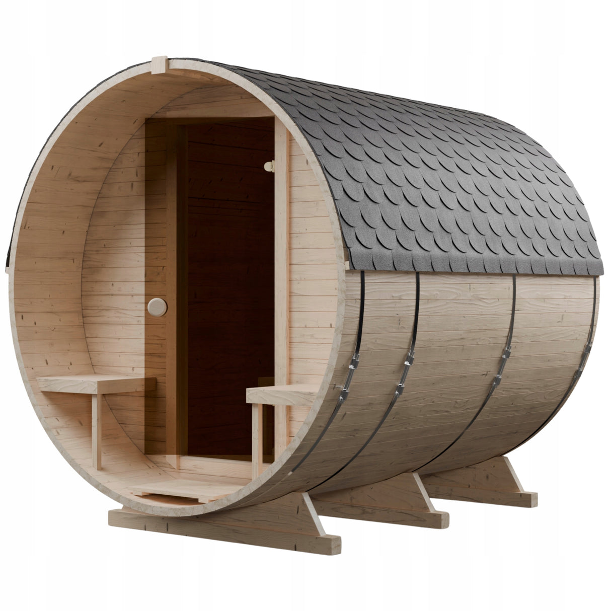 Sauna Ogrodowa Beczka ze Szwedzkiego Drewna Samodzielny Montaż 240x220 cm