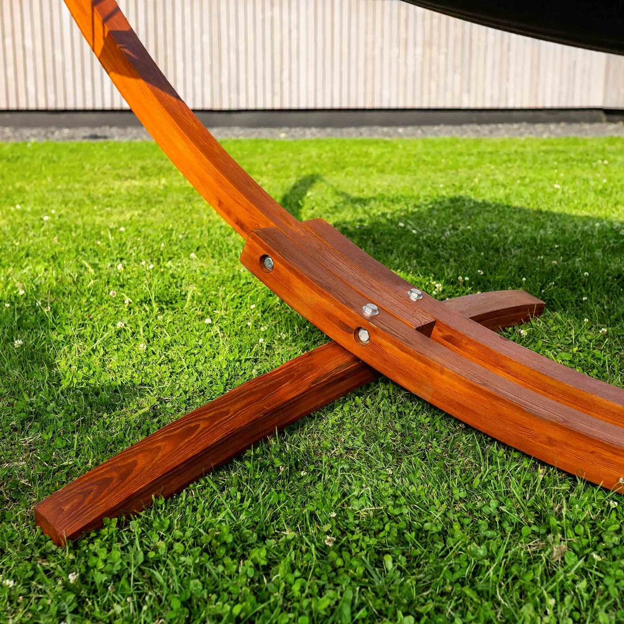 Hamak ze Stelażem Drewianym Ogrodowy z Drążkiem do 150 Kg 320x120 cm Szary