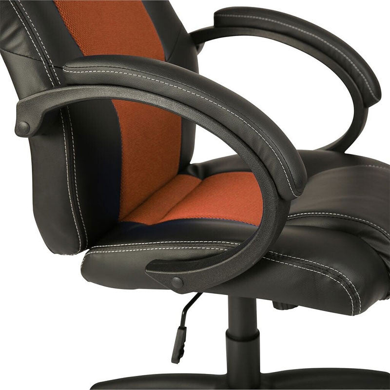 Krzesło Biurowe Obrotowe Sportowe Fotel Czarno Pomarańczowy 121x66,5 cm