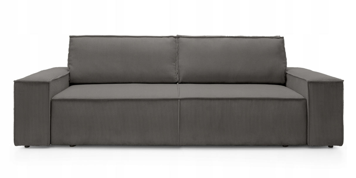 Sofa Rozkładana z Pojemnikiem na Pościel Sztruksowa Ciemnoszara 257x102cm