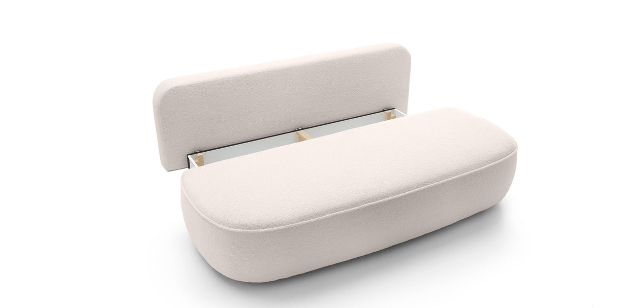 Sofa Zaokrąglony Kształt z Funkcją Spania i Pojemnikiem Jasnobeżowa 212x100