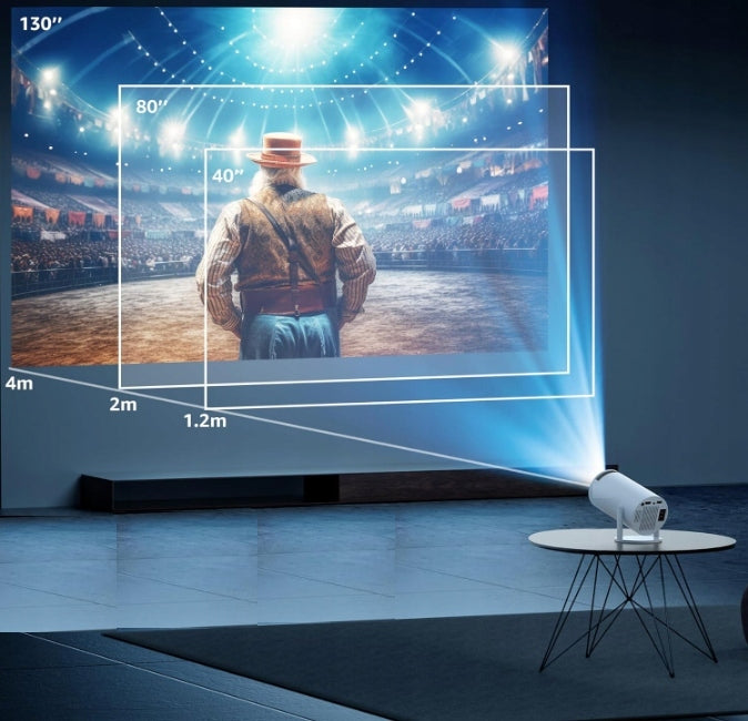PROJEKTOR RZUTNIK ANDROID TV WIFI FULL HD PRZENOŚNY SMART GŁOŚNIK OBROTOWY