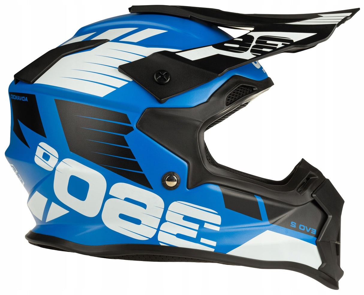 Kask Cross Enduro S Quad Daszek Niebieski Homologacja EU MTB Lekki