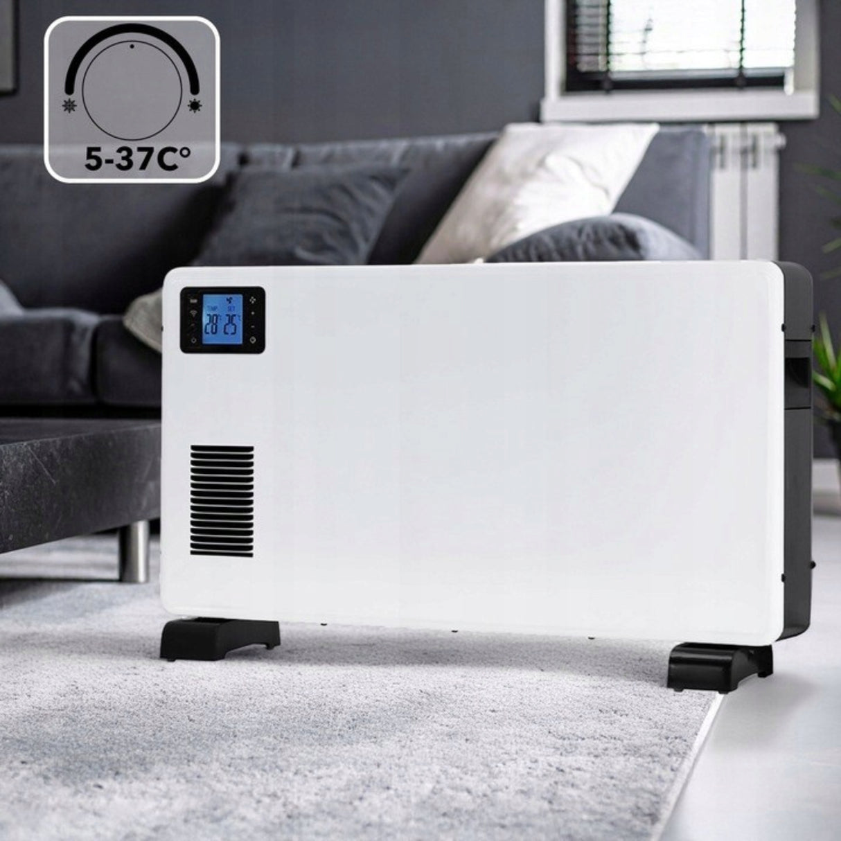Grzejnik Konwektorowy Elektryczny Energooszczędny Pokojowy WiFi 2300W Biały