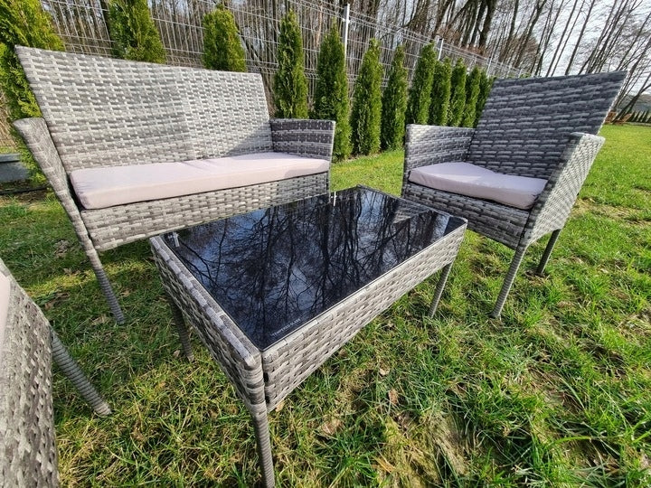 Zestaw Mebli Ogrodowych HDM technorattan Garden szary 4 el. Balkon Komplet