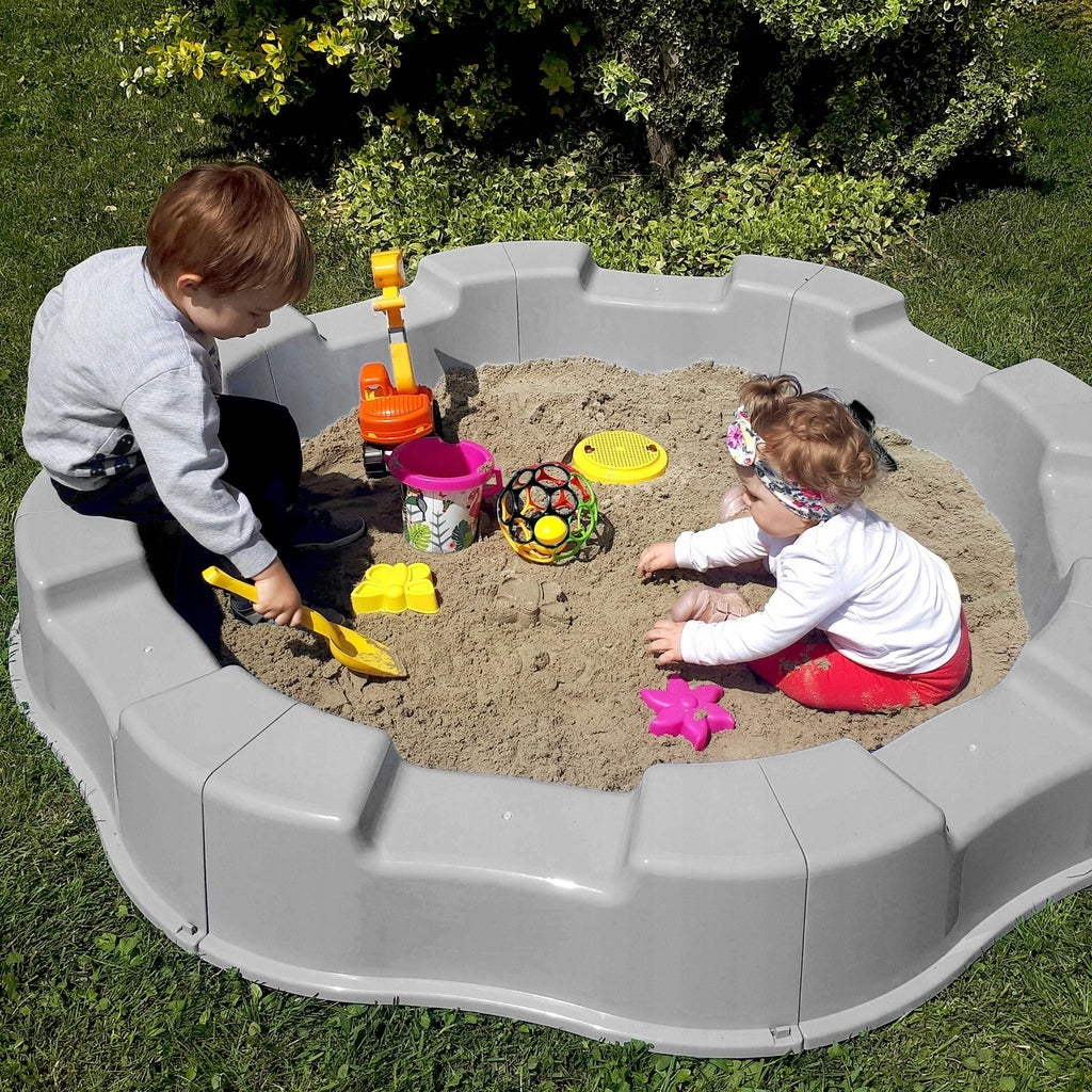 Duża Piaskownica Szara Plastikowa 12m + Dł 160Cm + GRATIS Zabawki