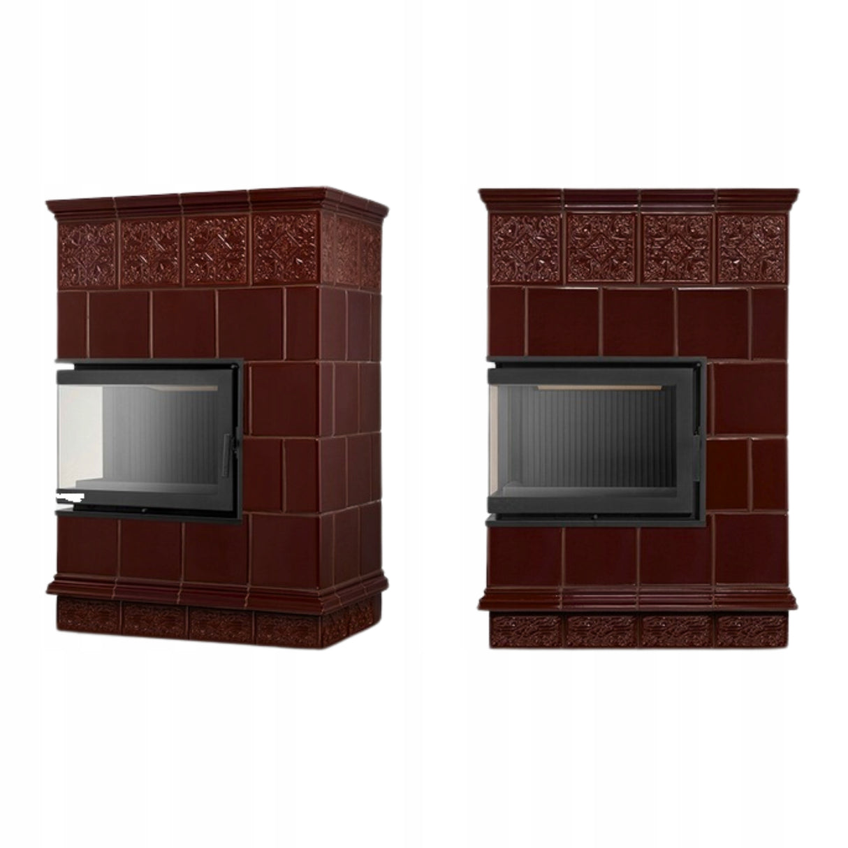 Piec Kominek Koza Ceramiczny Kaflowy Narożny 14kW Brąz Obudowa Kominkowa
