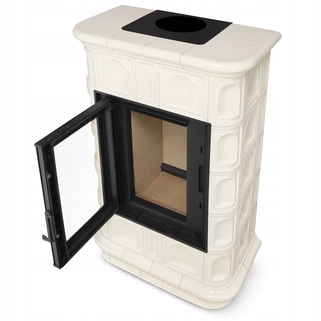 Piec Kominek Piecyk Kaflowy Ceramiczny Koza Beżowy 8kW Obudowa Kominkowa
