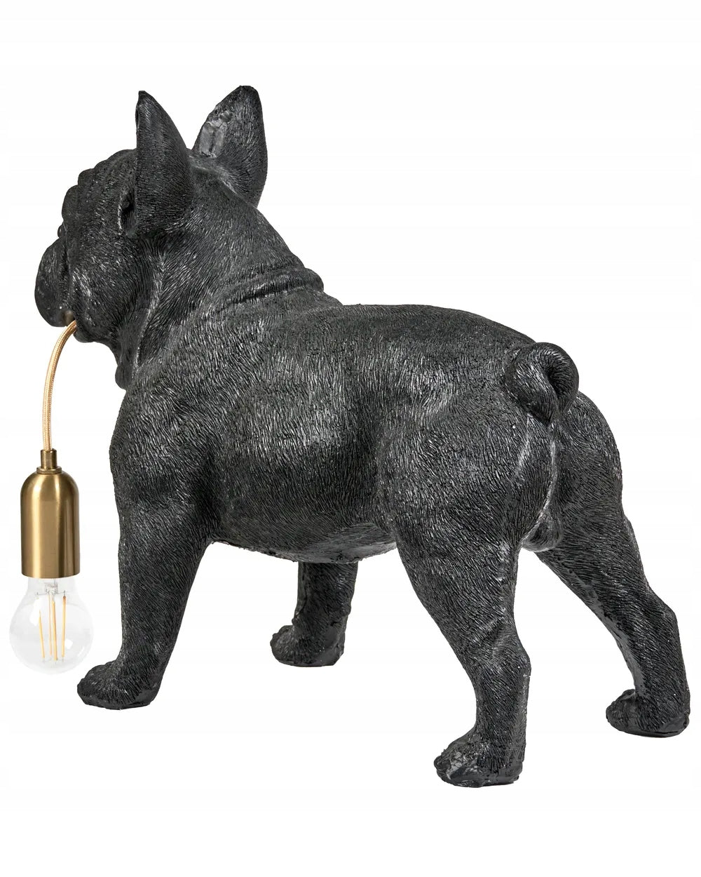 Lampa Stołowa Czarny Pies Lampka w Kształcie Buldoga Francuskiego 43 cm