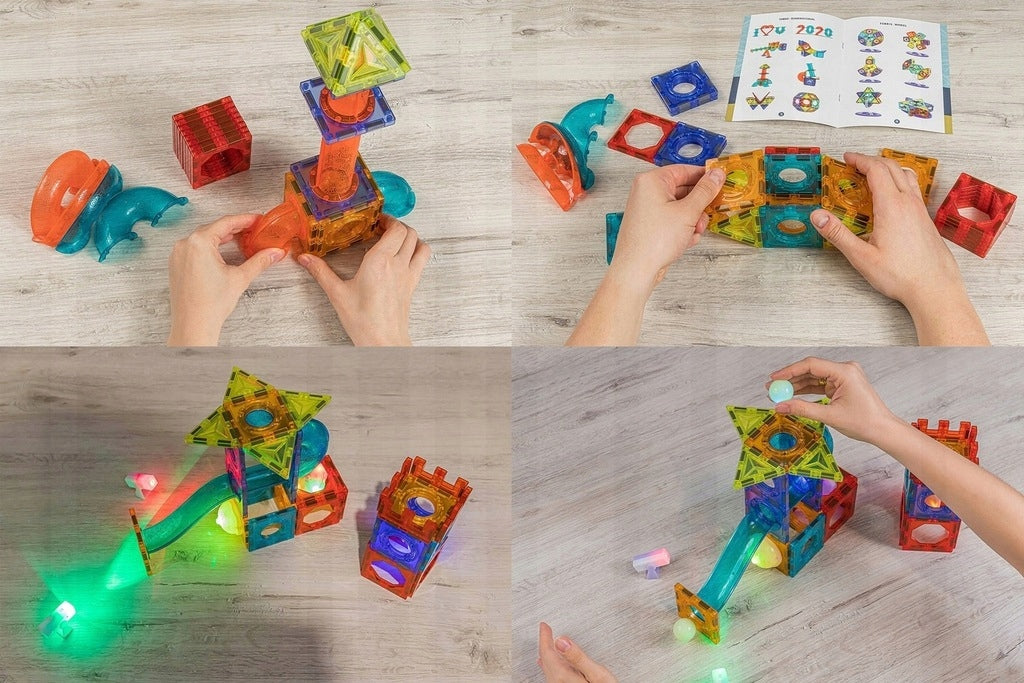 Klocki Kulodrom Świecące Magnetyczny Tor kulkowy Dla Dzieci 3+