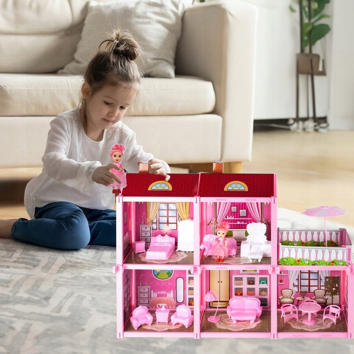 Domek dla Lalek Villa Rezydencja z Mebelkami i Lalką 44cm dla Dziewczynki