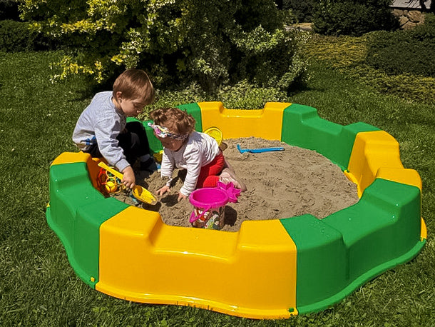 Duża Piaskownica Żółto Zielona Plastikowa 12m + Dł 160Cm + GRATIS Zabawki