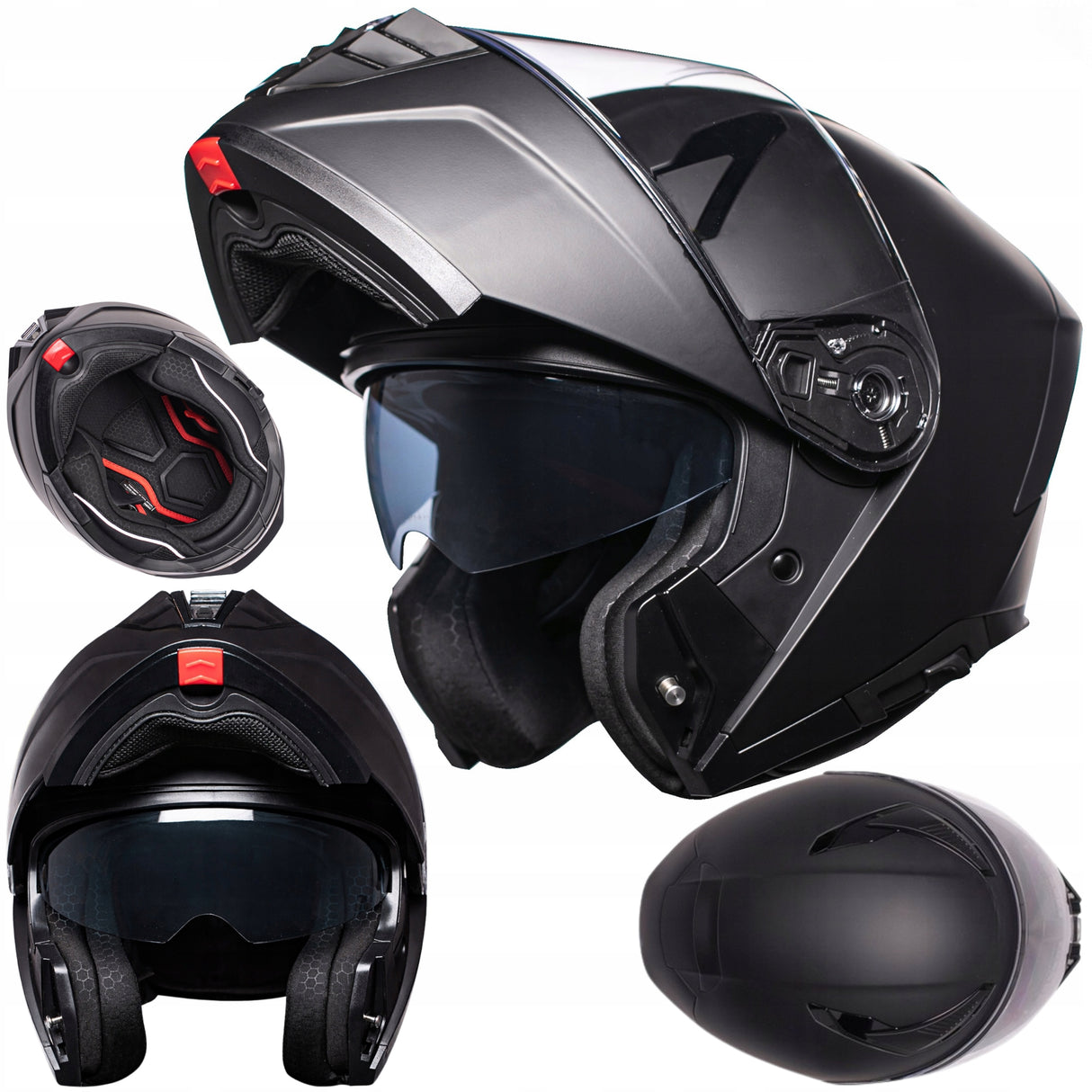 Kask Szczękowy Motocyklowy pod Interkom Blenda Czarny Mat 55-56cm Rozmiar S