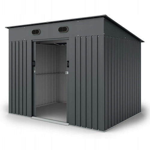 Domek Ogrodowy UNIWERSALNYM Jednospadowym Dachem Antracyt 252x191cm 4,37m²