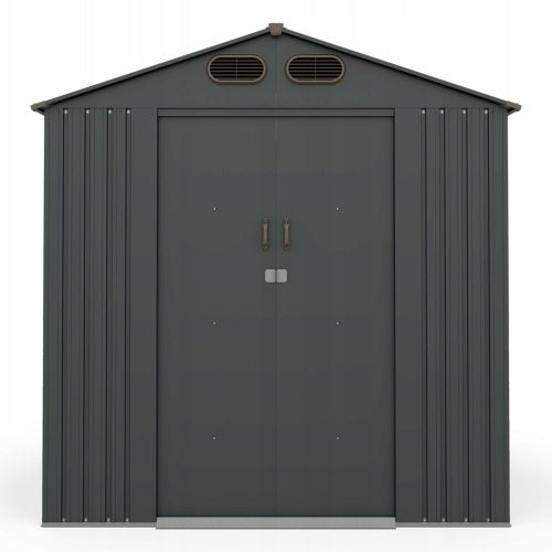 Domek Ogrodowy z Dwuspadowym Dachem Metalowy Czarny 185x157cm 2,67m² POVES