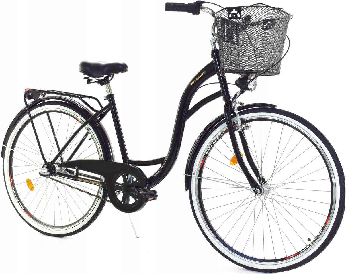 Rower Miejski Damski Lekki Aluminiowy Przerzutki Bagażnik Czarny | Koła 28"