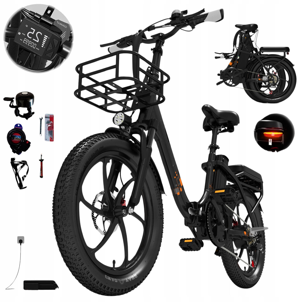 Rower Elektryczny Składany SHIMANO 48V 20AH 150KM 20*3,0 Męsko-Damski