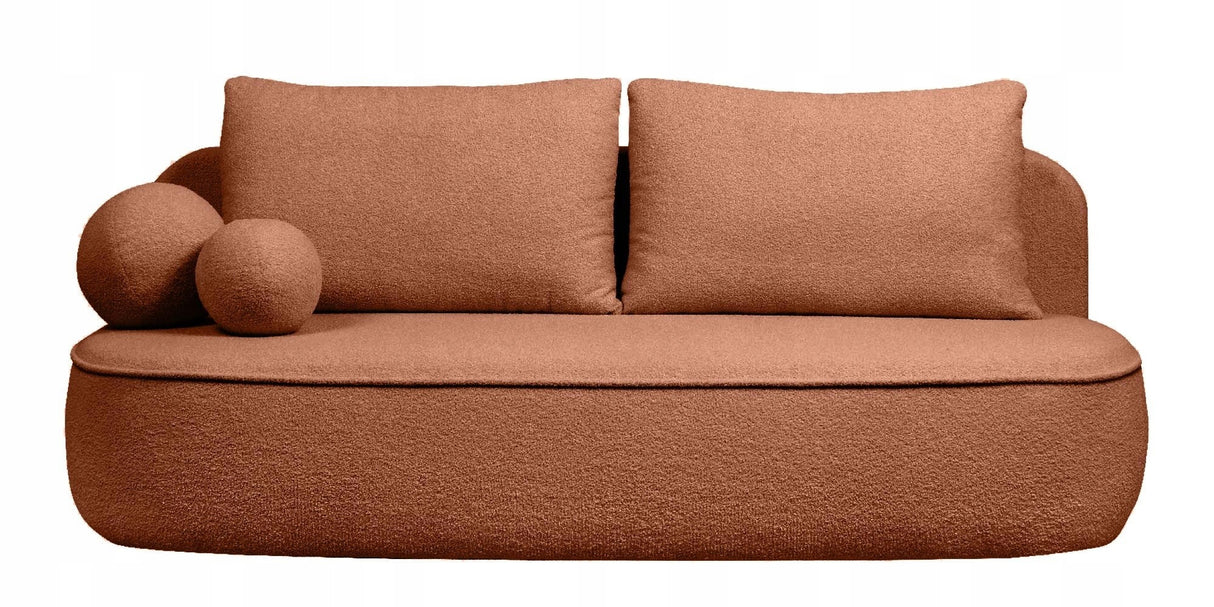 Sofa Zaokrąglony Kształt z Funkcją Spania Pojemnikiem Miedziana 212x100