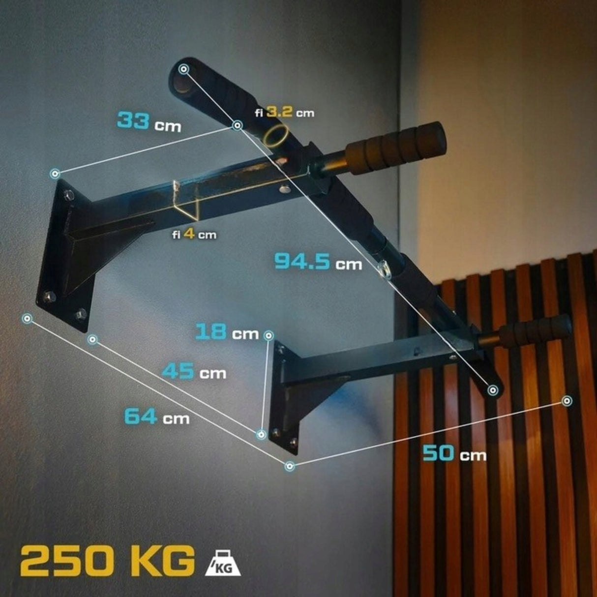 Drążek Ścienny do Podciągania Ćwiczeń Uchwyt na Worek 250 KG Solidny