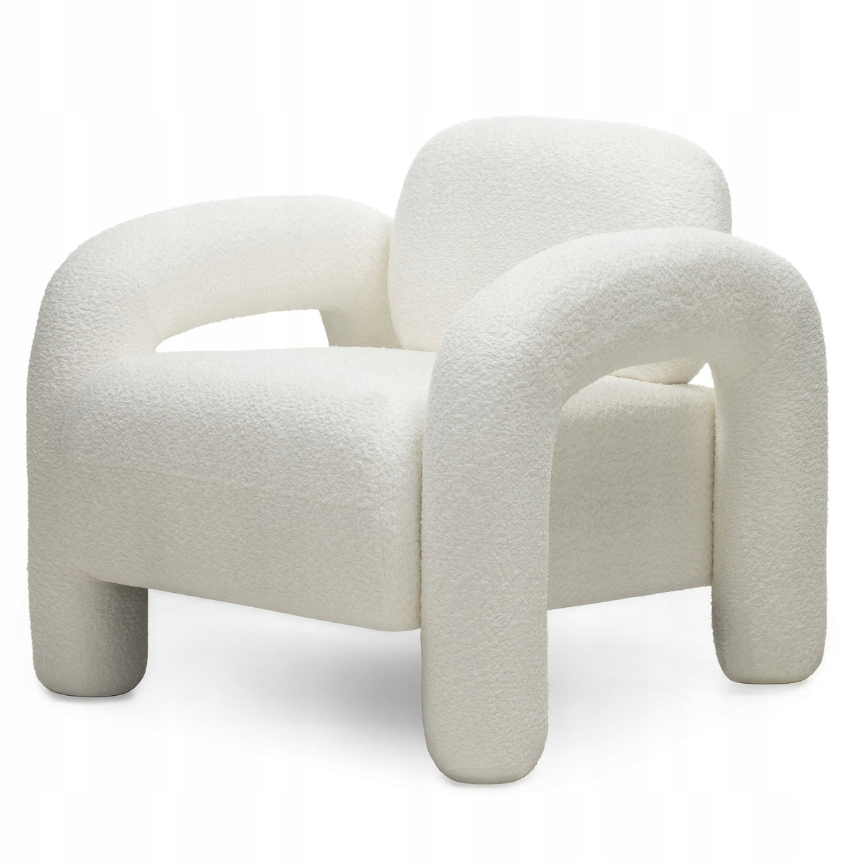 Fotel Wypoczynkowy Welurowy Zaokrąglone Kształty Komfortowy Kremowy