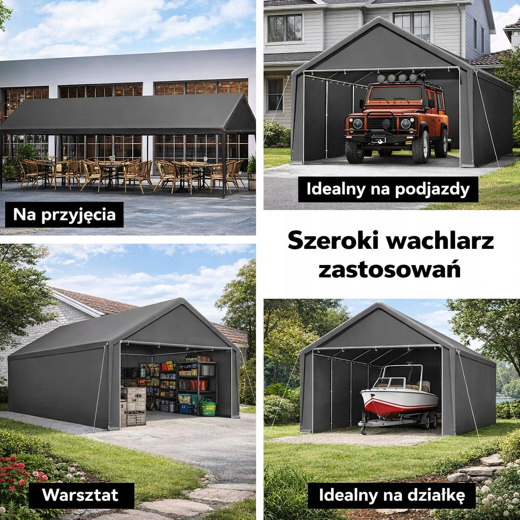 Namiot Garażowy Wodoszczelny Polietylenowy Dach Odporny na Rozerwanie 4x8 m