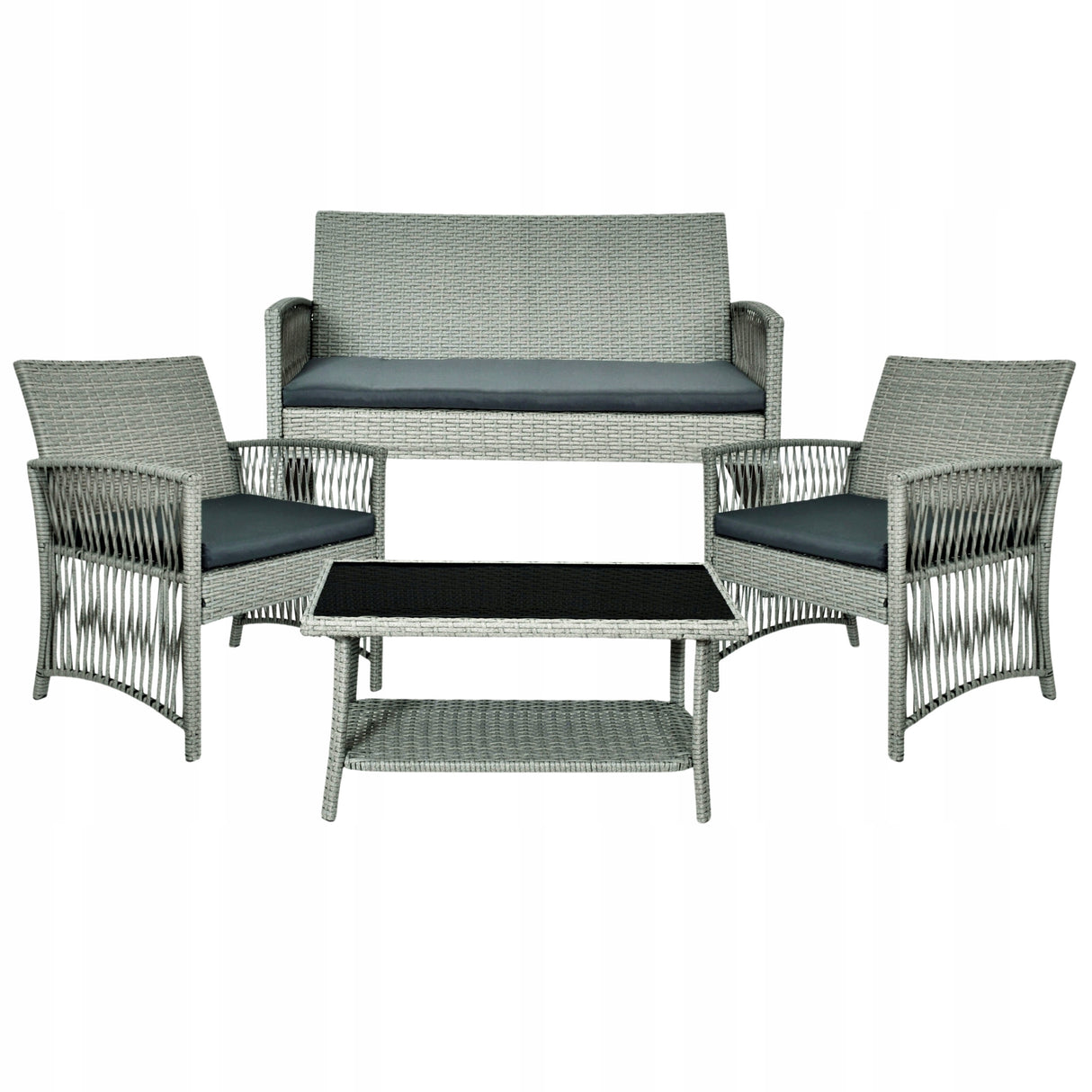 Zestaw Mebli Ogrodowych Komplet Meble Ogród Technorattan Stolik Sofa Fotele