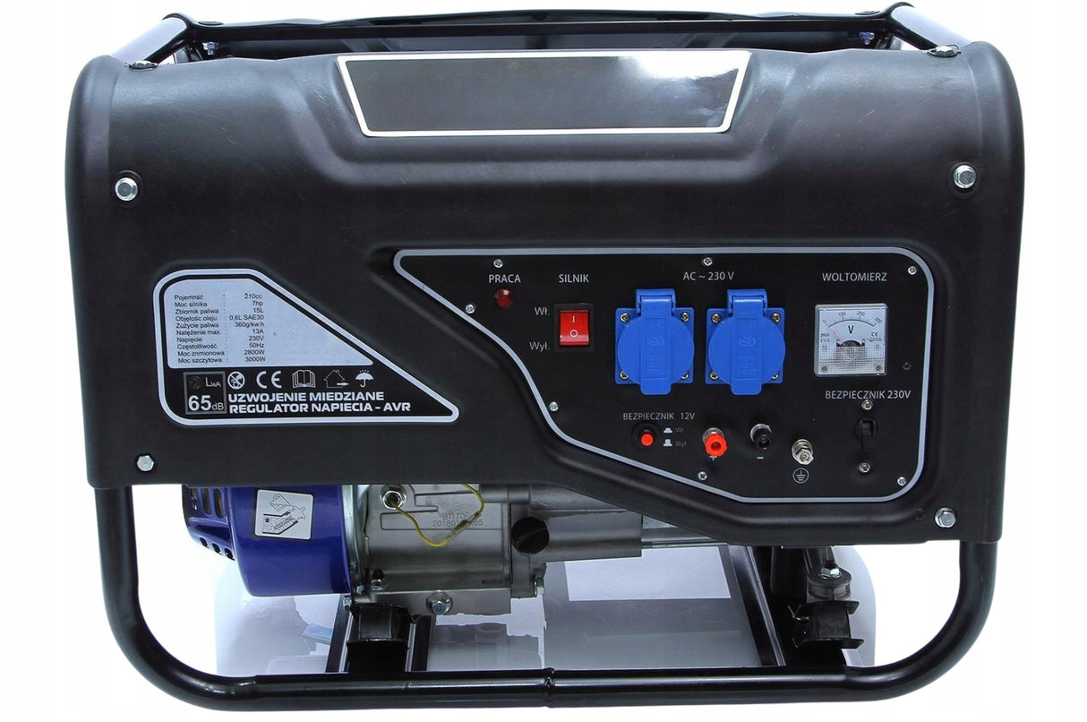 Agregat Generator Prądotwórczy Benzynowy Przenośny Jednofazowy 3kW 230V AVR
