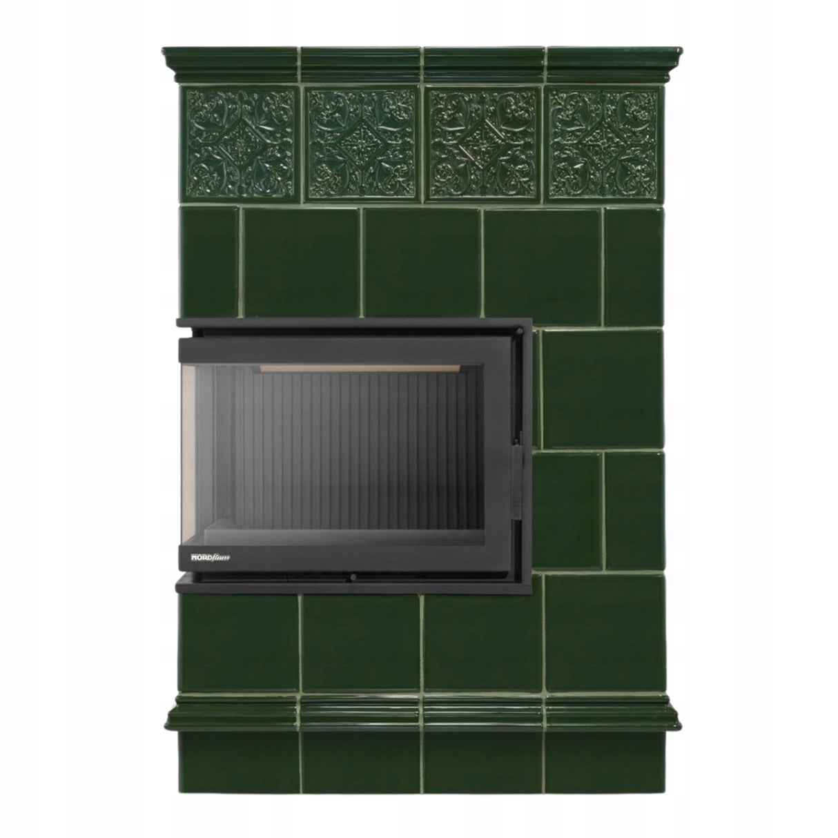 Piec Kominek Koza Ceramiczny Kaflowy Narożny 14kW Zielony Obudowa Kominkowa