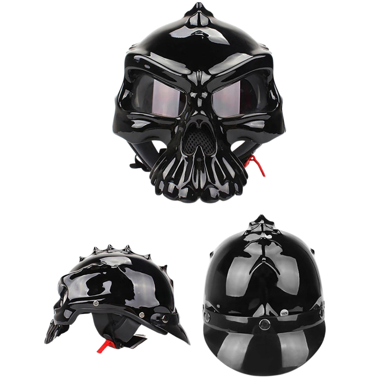 Kask Motocyklowy w Stylu Czaszki Unikalny Hełm Ochronny Pół Twarzy XL