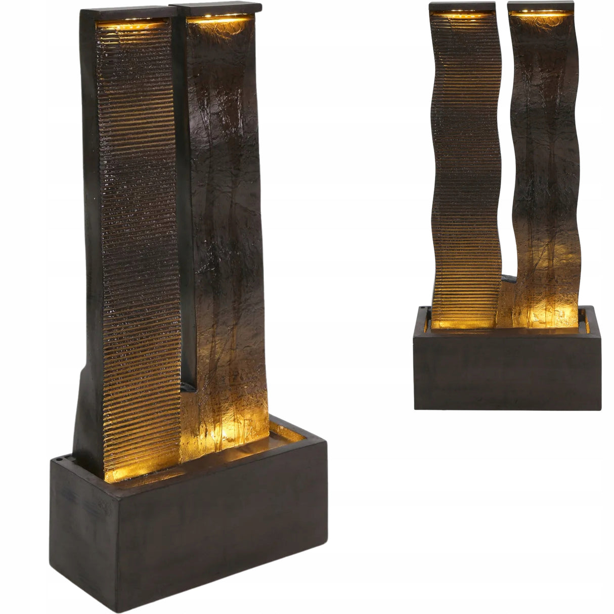 Fontanna Ogrodowa LED Dekoracyjna Wodospad Brązowa Na Taras Balkon Ogród