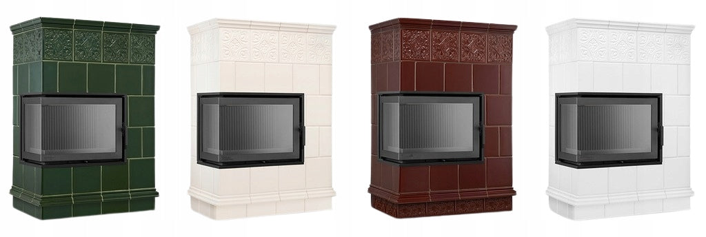 Piec Kominek Koza Ceramiczny Kaflowy Narożny 14kW Zielony Obudowa Kominkowa