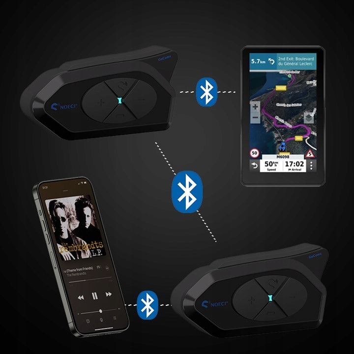 Interkom Motocyklowy Polski Intercom 1200m, Radio FM Bluetooth, Głośniki HD