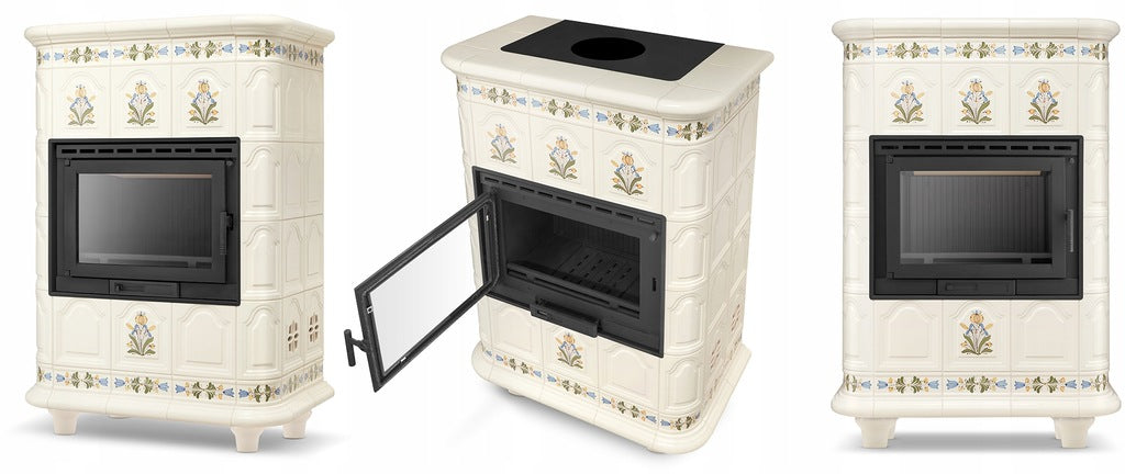 Piec Kominek Kaflowy Ceramiczny Koza 13kW Piecyk Beżowy Obudowa Kominkowa