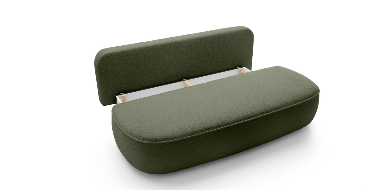 Sofa Zaokrąglony Kształt z Funkcją Spania Pojemnikiem Ciemnozielona 212x100