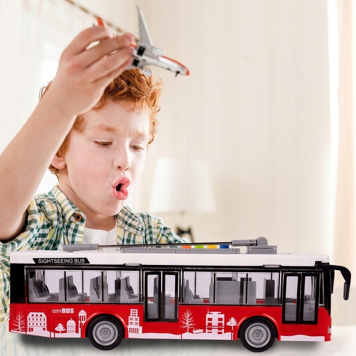TROLEJBUS AUTOBUS ŚWIATŁA OTWIERANIE DRZWI ELEKTRYCZNY INTERAKTYWNY 1:16